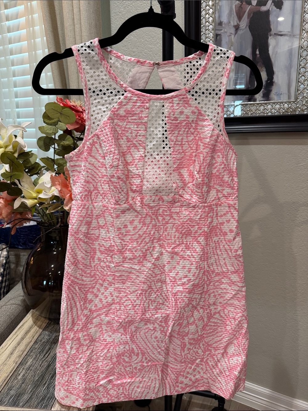 Lilly Pulitzer Pink and White Eyelet-Detail Sleeveless Camisole